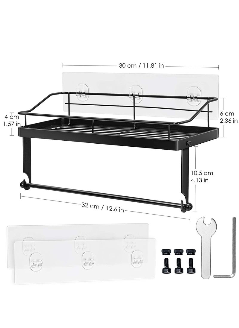 Generic - Durable 2-in-1 Paper Towel Holder with Shelf for Kitchen and Bathroom Wall Mount Rustproof SUS304 Stainless Steel No Drilling Black Design - Image 1