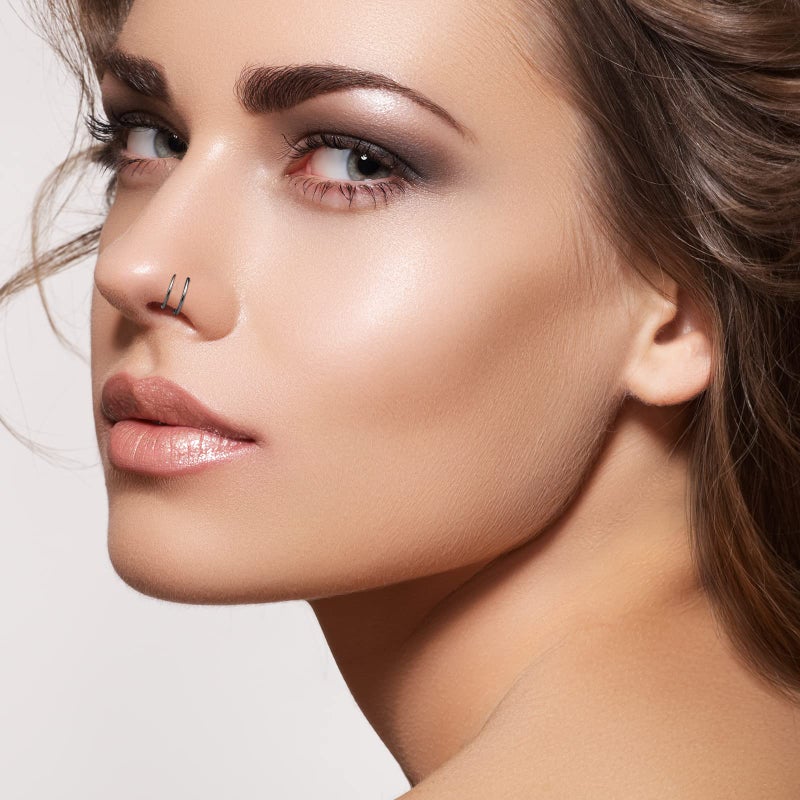 ONESING 2 Pcs 20G Double Hoop Nose Ring for Single Piercing Nose Rings Hoops Double Nose Rings for Women Blcak Nose Ring Hoop for Women Silver Nose Piercing Jewelry - Image 5