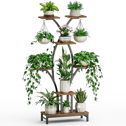 VOZZYOTO Plant Stand Indoor with Grow Lights - 7 Tiered Metal Corner Shelf for Multiple Plants, 63" Corner Plant Stand for Indoor Plants, X-Shaped Plant Rack for Home, Living Room, Office & Patio Decor - Image 4
