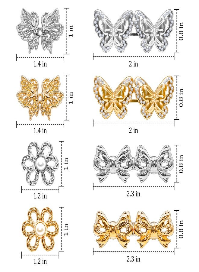 Philbinden 8 Sets Pant Waist Tightener,Adjustable Detachable Decorative Waist Buckles, Jeans Buttons for Loose Jeans,Crystal Pants Clips for Waist (Gold) - Image 2