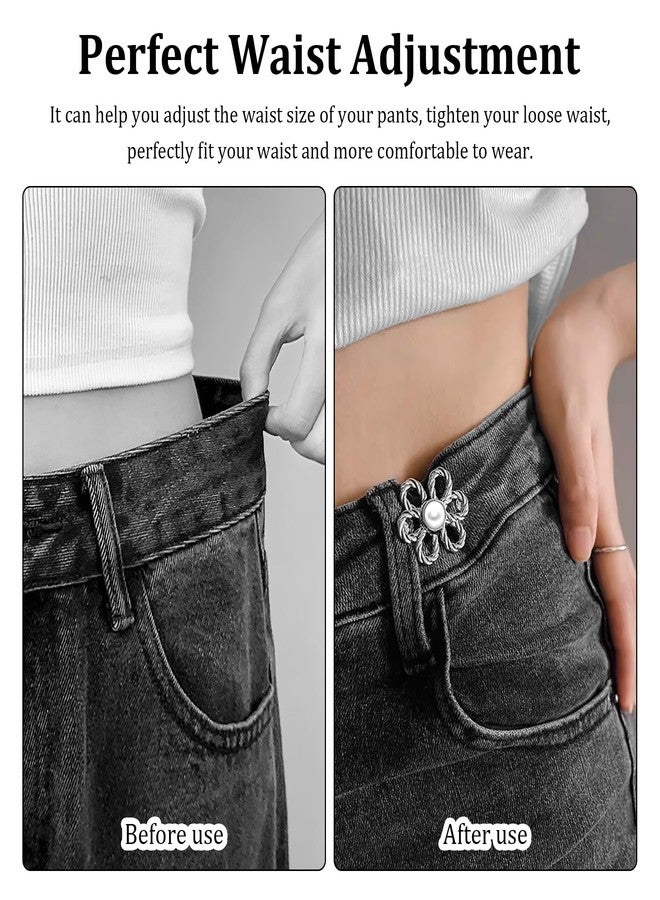 Philbinden 8 Sets Pant Waist Tightener,Adjustable Detachable Decorative Waist Buckles, Jeans Buttons for Loose Jeans,Crystal Pants Clips for Waist (Gold) - Image 5