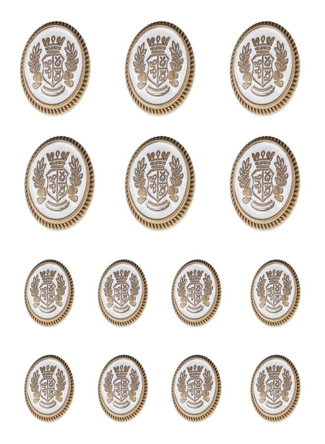 MebuZip 14 Pieces White Gold Metal Blazer Button Set 18mm 23mm for Blazers, Suits, Sport Coats, Uniform, Jackets (MBM36) - Image 1