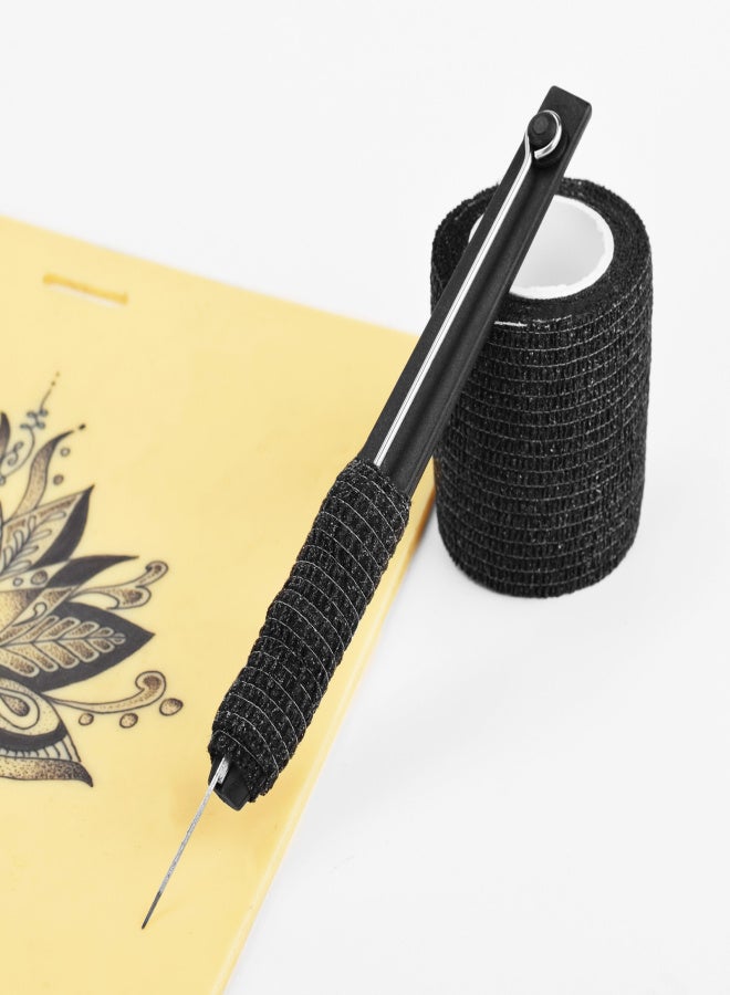 ATOMUS Hand Poke and Stick Tattoo Kit DIY Tattoo Supply Ink Gloves Ink Box Tattoo Needles Set Practice Skin Tattoo Repair Cream 9RL*10pcs Needle - Image 4