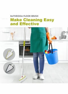 Excefore Cleaning Brush, 2 in 1 Tub Tile Scrubber Brush Sponge with 46'' Extendable Long Lightweight Handle, Rotatable Detachable Stiff Bristles Scrub Brush for Kitchen Shower Bathtub Floor  - Image 3