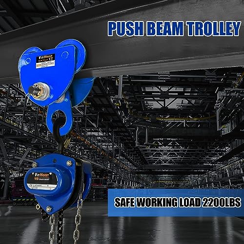 FITHOIST Manually Trolley 1 Ton | 2200LBS Capacity Steel Push Beam Trolley | Adjustable for I-Beam Flange Width 3" to 5" | Plain Trolley Crane with Four Sturdy Wheels - Image 2