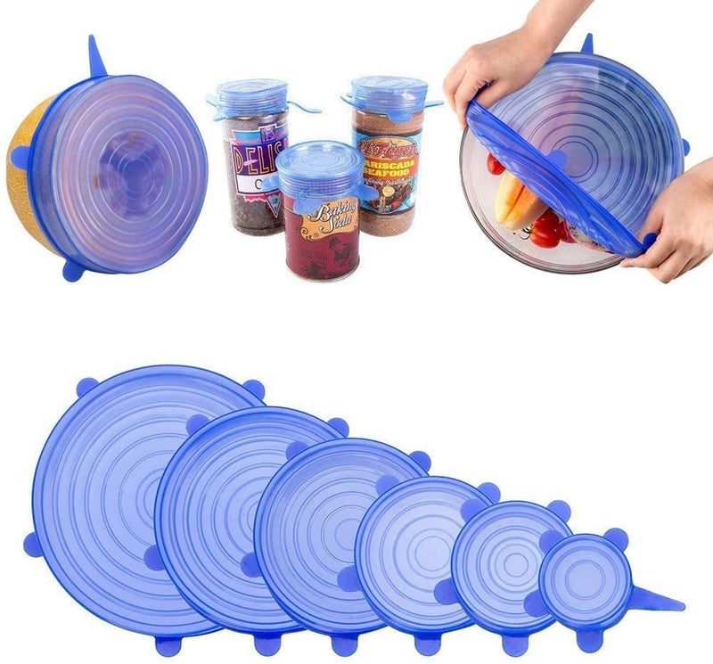PERPART Silicone Stretch Lids Flexible Covers for Utensils, Bowls,Plates Jars, Cans, Mugs, Dishwasher, Freezer Safe, Food Safety Reusable Lids 6 pcs Multi Size (Multicolor) - Image 2