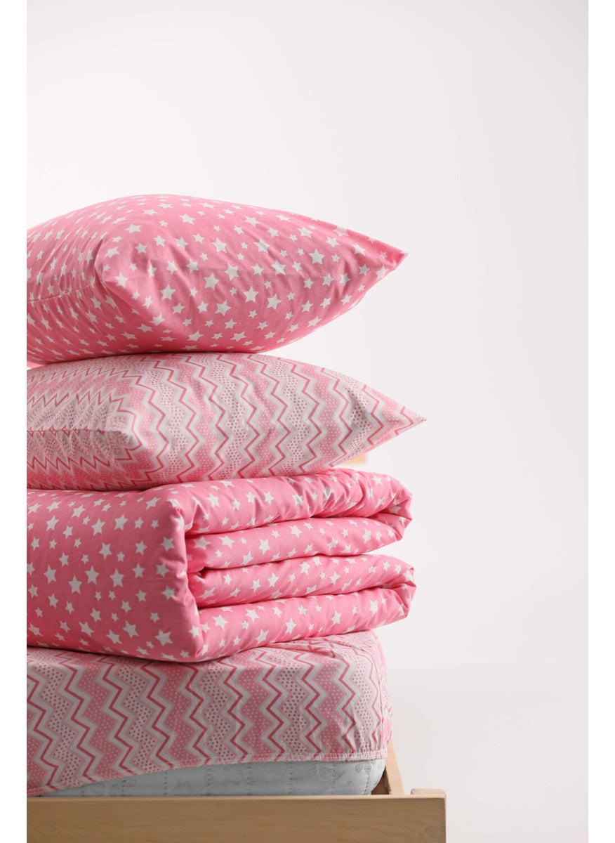 Star Cotton Single Duvet Cover Set with Fitted Sheets - Pink - pzsku/Z5FDD663528AD42C09FCDZ/45/_/1728063677/1a52eca5-eafd-4c9f-b850-346fe396cb59