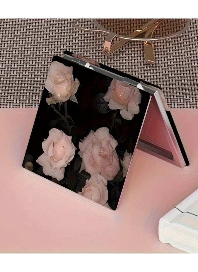 Rozino - Chic Floral Folding Makeup Mirror - Portable, Double-Sided Vanity Mirror for On-the-Go Touch-Ups & Dorm Use - No Battery Needed - Image 1