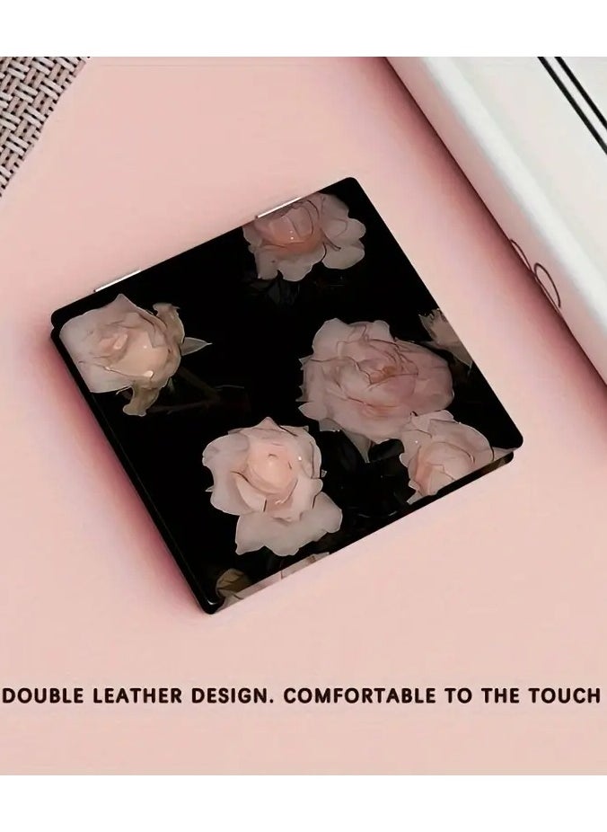 Rozino - Chic Floral Folding Makeup Mirror - Portable, Double-Sided Vanity Mirror for On-the-Go Touch-Ups & Dorm Use - No Battery Needed - Image 1