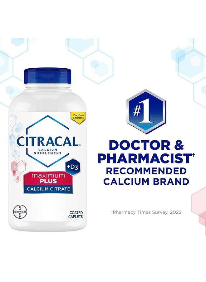 CITRACAL - Citracal Maximum Plus, Highly Soluble, Easily Digested, 650 mg Calcium Citrate With 1000 IU Vitamin D3, Bone Health Supplement for Adults, Caplets, 120 Count - Image 1