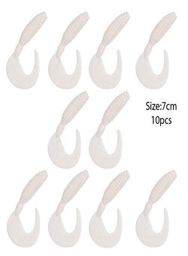 AUF Fishing Lure, 10pcs Soft Curly Tail Grub, Suitable for Tuna, J Hook, Multicolor, Rolled In Point - Image 2