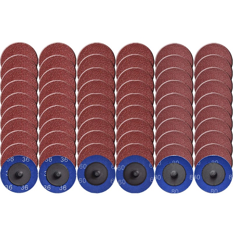 Tshya Quick Change Roll Lock Disc, 60 Pcs 36/60/80 Grit 2 inch Sanding Discs Aluminum Oxide Coated Die Grinder Accessories, for Surface Prep (Mixup) - Image 1