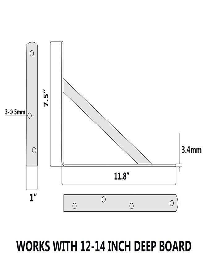 NEODROP 8-Pack 12 Inch Heavy Duty Shelf Brackets, Large Wall Bracket for Garage Kitchen Floating Shelves, Black Powder-Coated Steel - Image 2