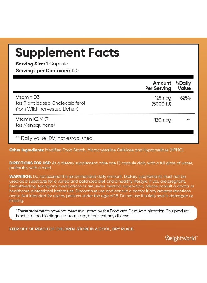 WeightWorld كبسولات فيتامين D3 K2 النباتية لتعزيز قوة العظام - Image 5