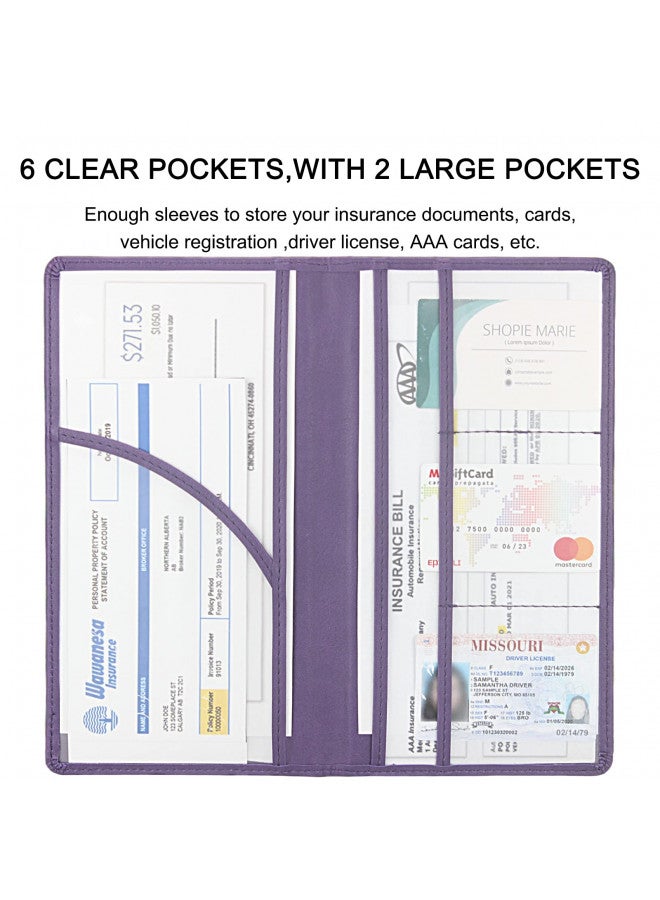 LumiMokki LumiMokki Premium Leather Car Registration & Insurance Card Holder with Magnetic Shut, Vehicle Glove Box Car Organizer - For Documents, Cards, License (Purple) - Image 3