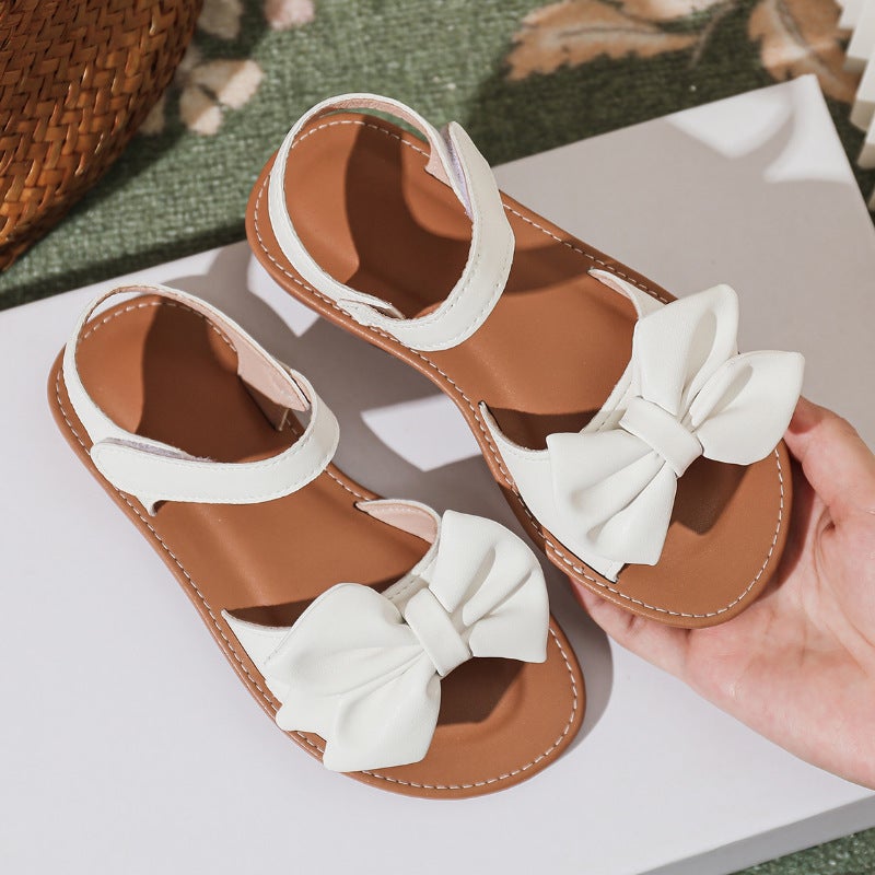 Fashion Girls' Sandals 2026 New Stylish Princess Style Bow Children'S Shoes Soft Sole Open Toe - Image 4