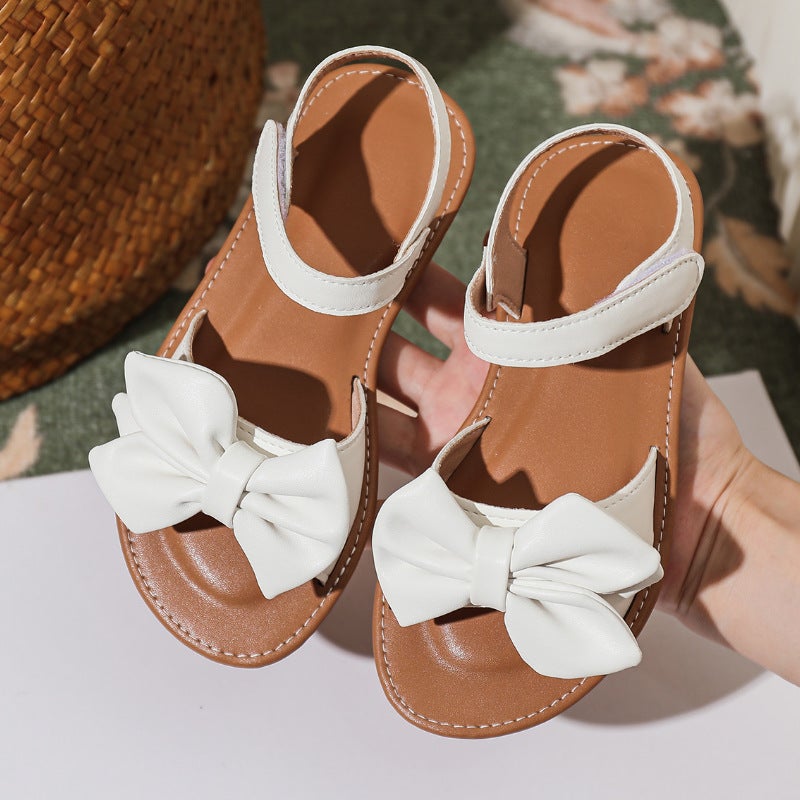 Fashion Girls' Sandals 2026 New Stylish Princess Style Bow Children'S Shoes Soft Sole Open Toe - Image 5