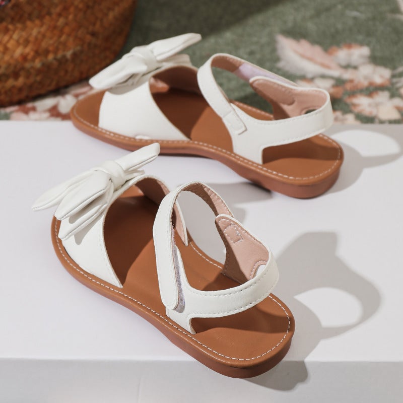 Fashion Girls' Sandals 2026 New Stylish Princess Style Bow Children'S Shoes Soft Sole Open Toe - Image 3