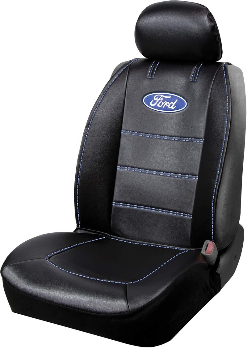 Plasticolor Ford Deluxe Sideless Seat Cover with Embroidered Logo and Cargo Pocket - Black - Image 1
