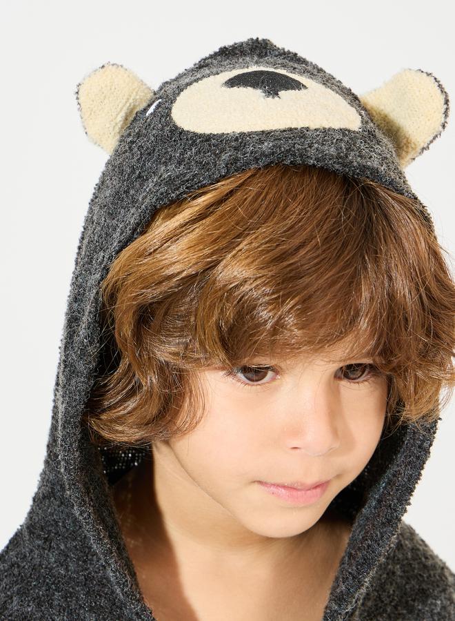Styli Bear Pattern Terry Hooded Bathrobe - Image 5