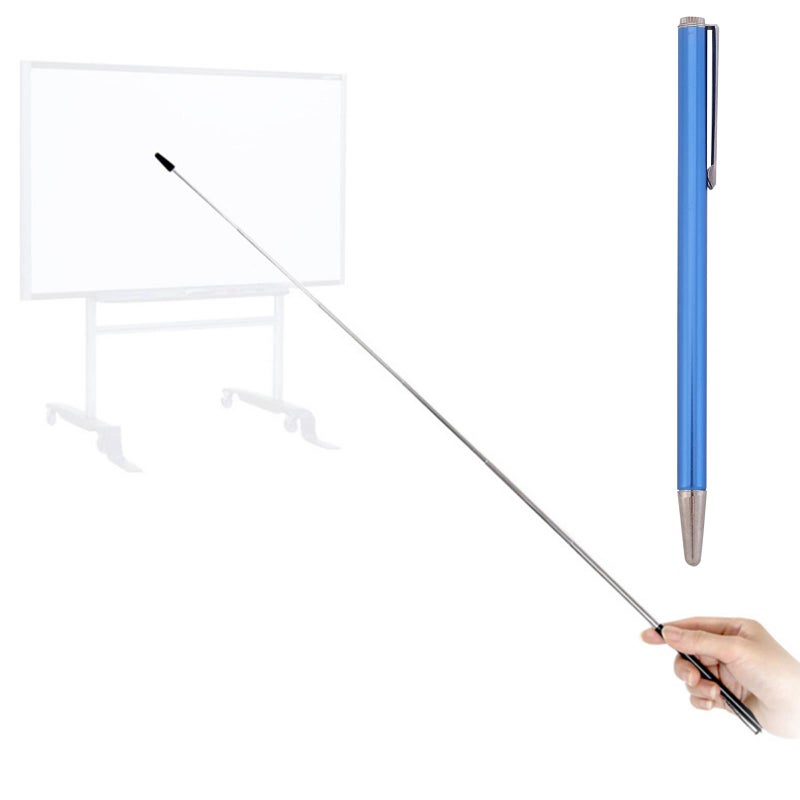 DAITET Pointer - Teachers Pointer - Teaching Pointer - Hand Pointer Extended Length, Presenter Whiteboard Pointer, Black Matte with Chrome Trim (Blue) - Image 1