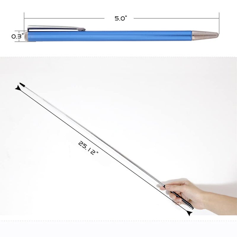 DAITET Pointer - Teachers Pointer - Teaching Pointer - Hand Pointer Extended Length, Presenter Whiteboard Pointer, Black Matte with Chrome Trim (Blue) - Image 2