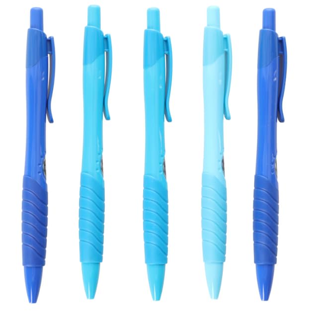 INC FORMA Retractable Ballpoint Pens - Black and Blue Ink, 1.0 mm Tip, Assorted Barrel Colors, Pack of 5” (Blue) - Image 5