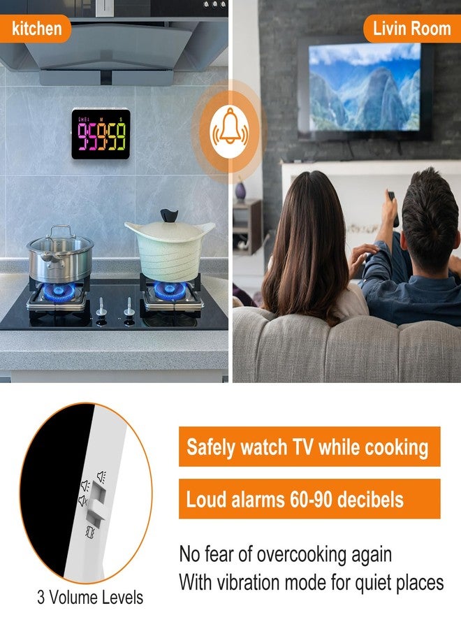 PERSUPER Kitchen Digital Timer, Count Down Up, Rechargeable, Vibration Mode Adjustable Volume and Brightness LED Display, Time Management Cook, Desk, Kids Adults Study Teaching, Kitchen Gadgets - Image 5