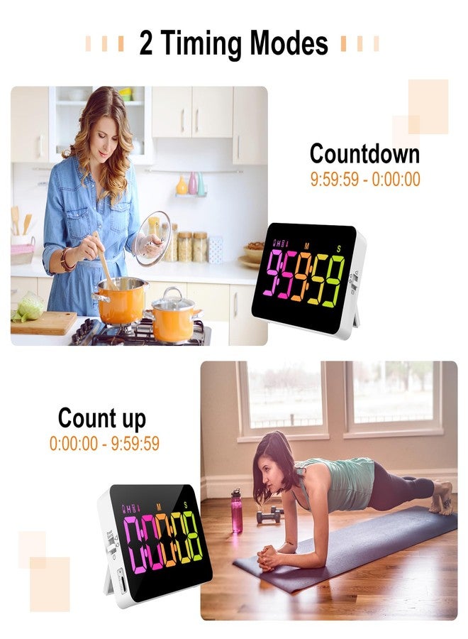 PERSUPER Kitchen Digital Timer, Count Down Up, Rechargeable, Vibration Mode Adjustable Volume and Brightness LED Display, Time Management Cook, Desk, Kids Adults Study Teaching, Kitchen Gadgets - Image 3
