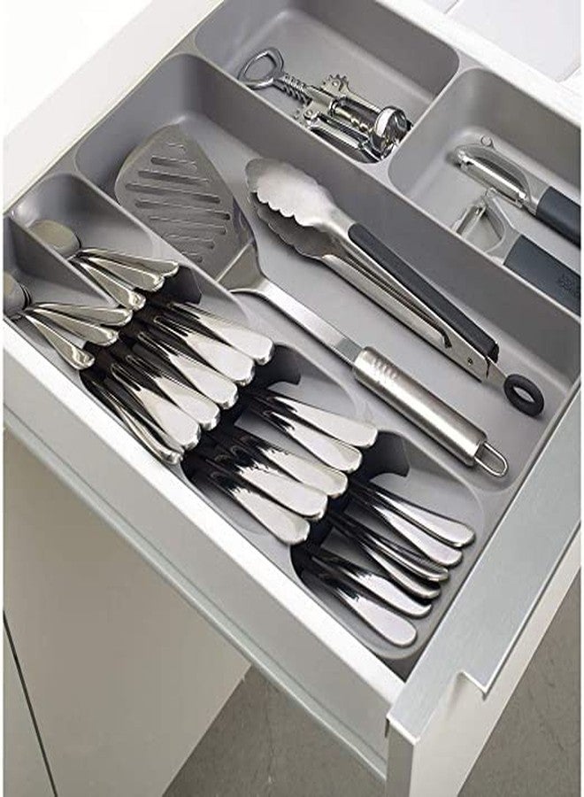 Styxon DrawerStore Cutlery 3 Compartment Kitchen Utensils and Cooking Utensil Gadget Accessories Organiser, in drawer storage | 40 x 38 x 5.5 cm | Plastic | Grey - Image 2