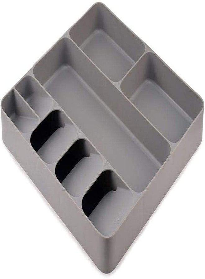 Styxon DrawerStore Cutlery 3 Compartment Kitchen Utensils and Cooking Utensil Gadget Accessories Organiser, in drawer storage | 40 x 38 x 5.5 cm | Plastic | Grey - Image 1