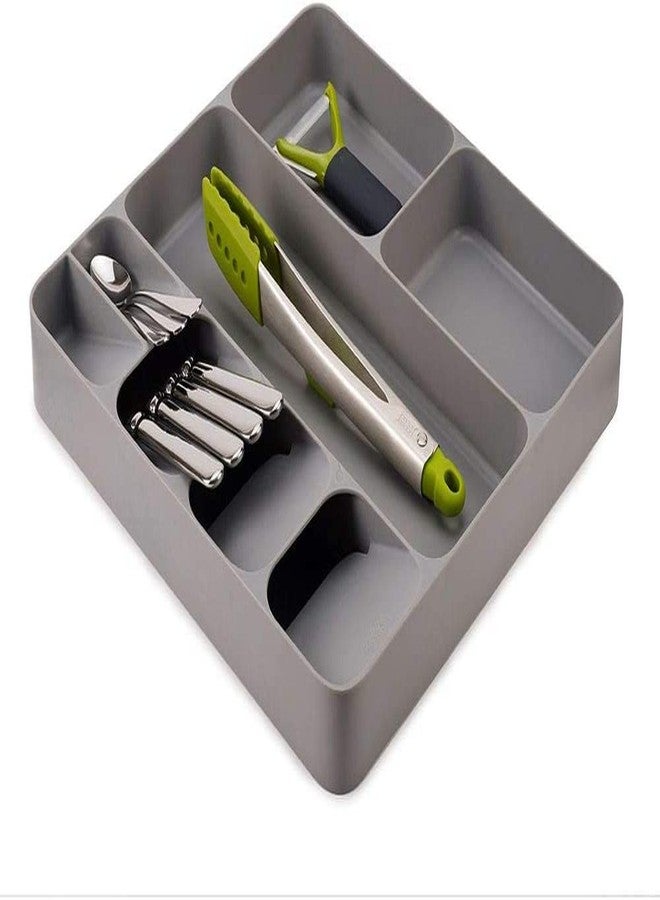 Styxon DrawerStore Cutlery 3 Compartment Kitchen Utensils and Cooking Utensil Gadget Accessories Organiser, in drawer storage | 40 x 38 x 5.5 cm | Plastic | Grey - Image 5