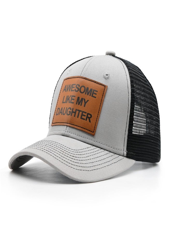 HAFOUXIGM Gifts for Dad from Daughter, Fathers Day Birthday Gifts for Dad Papa, Adjustable Awesome Like My Daughter Trucker Hat, Grey - Image 2