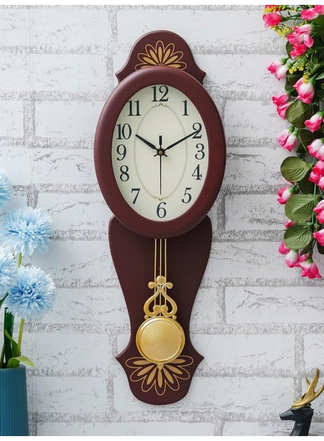 CHRONIKLE Elegant Vertical Pendulum Wooden Case Analog Wall Clock for Living Room Home Decorations Office Gifts (Size: 19 x 6.7 x 54.5 CM | Weight: 940 Gram | Color: Cola) - Image 1