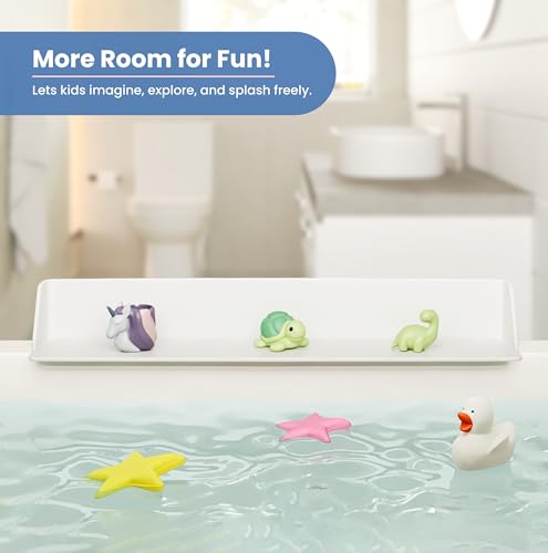 Little Splasher Original PlayPad, Bathtub Splash Guard Play Shelf - Toy Tray Caddy Holder Storage - Suction Cups Attach to Bath Tub - No Mess Water Spill in Bathroom for Toddlers Kids Baby (White) - Image 2