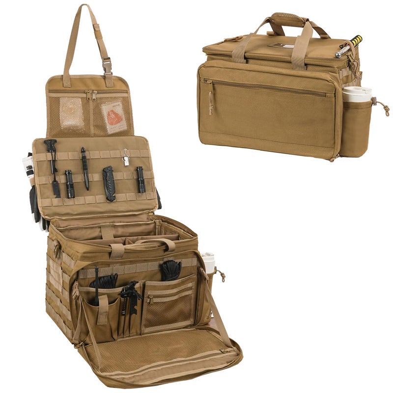 SCAVATA Patrol Bag Law Enforcement, Police Gear Car Front Seat Vehicle Organizer Bags with MOLLE System (Khaki) - Image 1