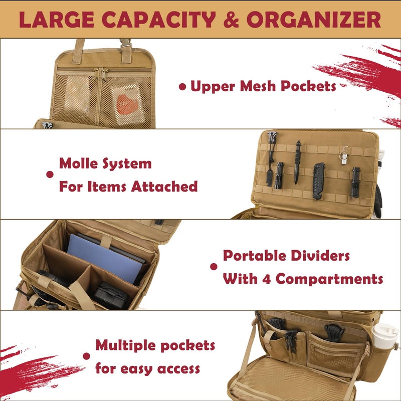 SCAVATA Patrol Bag Law Enforcement, Police Gear Car Front Seat Vehicle Organizer Bags with MOLLE System (Khaki) - Image 2