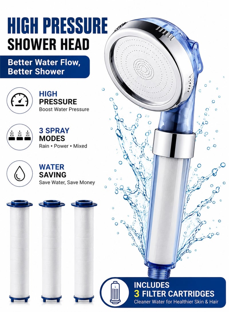 MACAIIROOS High Pressure 3-Mode Handheld Shower Head with Filter – Water Saving Bathroom Showerhead, Universal Easy Install, Anti-Clog Nozzle Spa Rain Spray Shower Head for Home Bathroom Upgrade - Image 1
