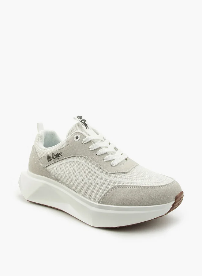 Lee Cooper Men's Panelled Lace-Up Sneakers with Pull Tabs