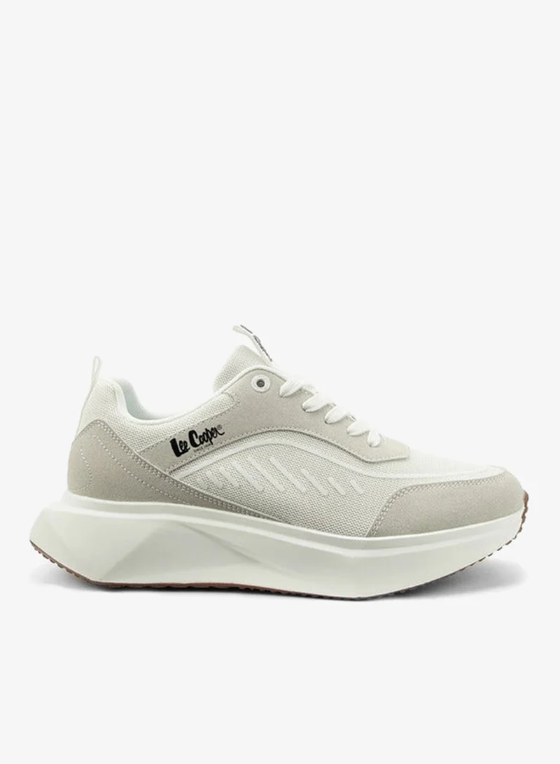 Men's Panelled Lace-Up Sneakers with Pull Tabs