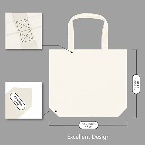 TOPDesign 1-Pack Super Strong Large 12oz Cotton Canvas Tote Bag, Reusable Grocery Shopping Cloth Bag, Fashionable Two-Tone Totes for Crafts, DIY Your Creative Designs - Image 5