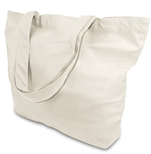TOPDesign 1-Pack Super Strong Large 12oz Cotton Canvas Tote Bag, Reusable Grocery Shopping Cloth Bag, Fashionable Two-Tone Totes for Crafts, DIY Your Creative Designs - Image 1