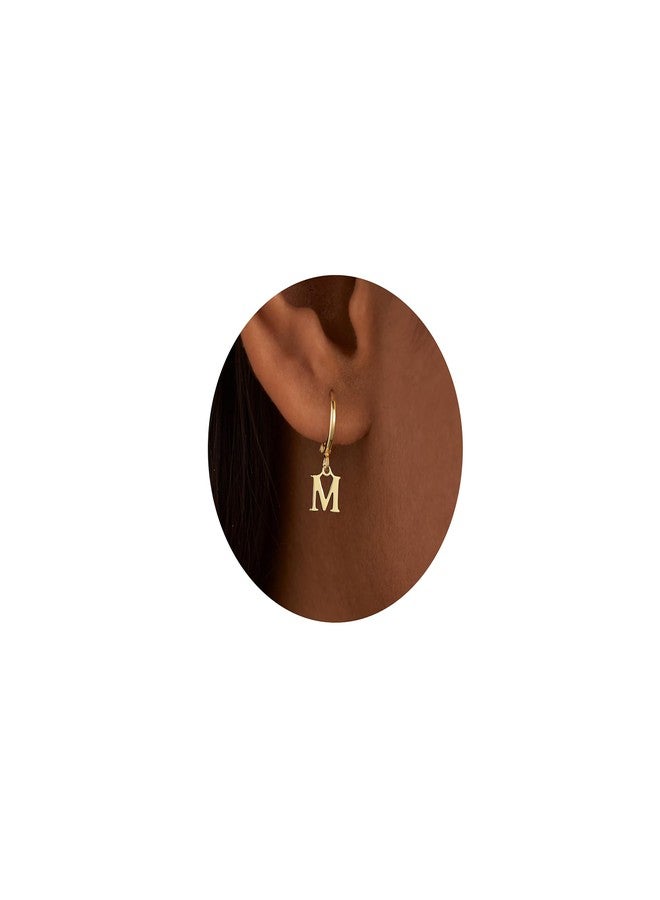 IEFWELL Gifts for Girls Earrings - Earrings for Teen Girl Gift Trendy Stuff Gift for Girls Jewelry 7 8 9 10 11 12 Year Old Girl Birthday Gifts Initial M Hoop Earring - Image 1