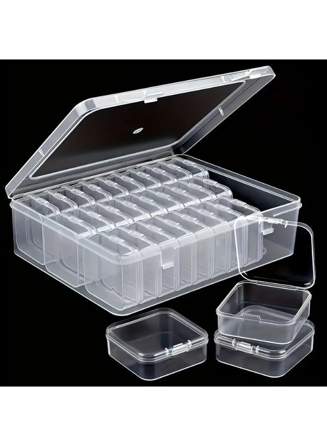 Zyfana 30 Compartments Clear Jewelry Organizer Box with Lid, Portable Plastic Bead & Accessory Storage Case for Earrings, Rings, Hijab Pins - Image 3