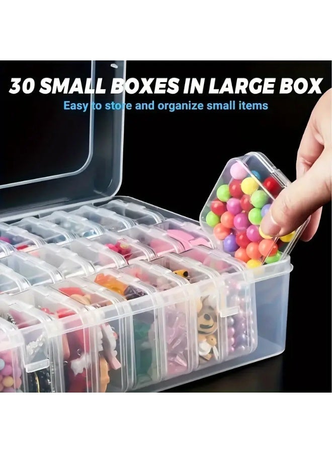 Zyfana 30 Compartments Clear Jewelry Organizer Box with Lid, Portable Plastic Bead & Accessory Storage Case for Earrings, Rings, Hijab Pins - Image 5