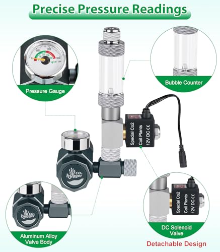 Hygger CO2 Aquarium Co2 Regulator, Mini CO₂ System with Upgraded DC Solenoid and Bubble Counter Check Valve, Detachable Design, for Building CO₂ System in Aquatic Plant Tank - Image 3
