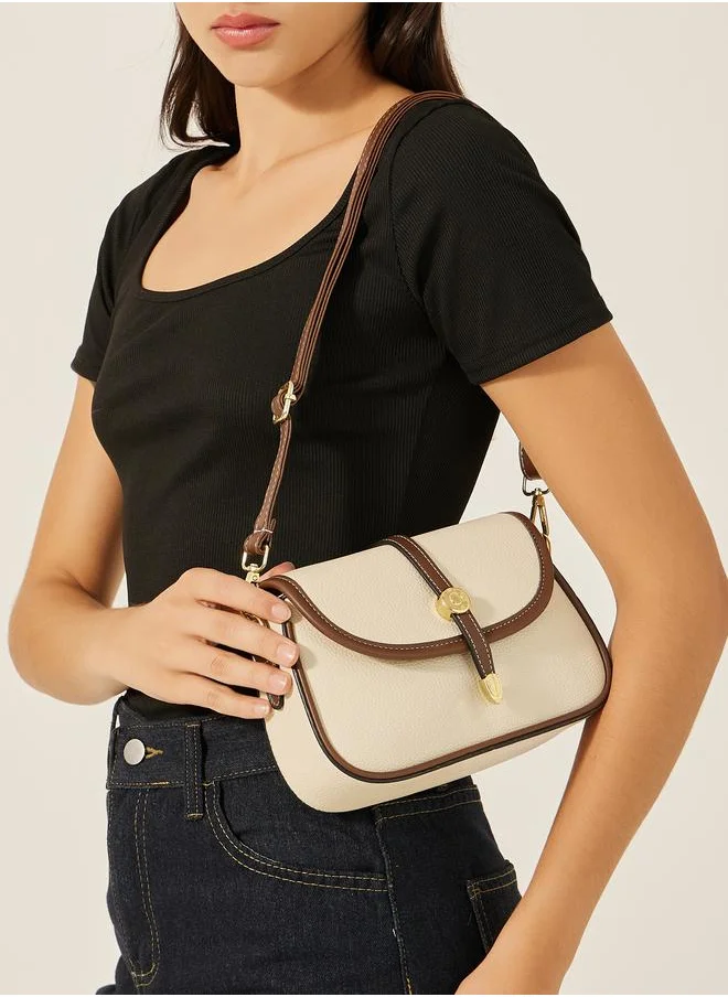 ستايلي Styli Contrast Panel Crossbody Bag with Adjustable Strap