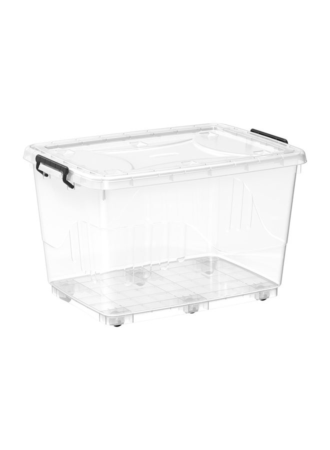 Cosmoplast 82L Clear Plastic Storage Box with Wheels & Lockable Lid (Pack of 3)  - Image 2