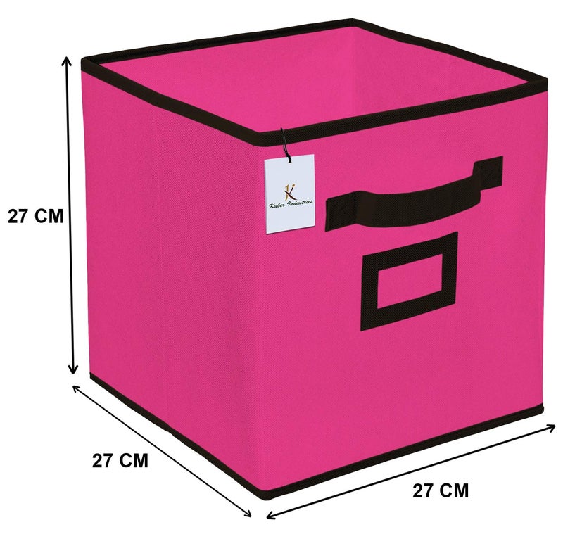 Kuber Industries Heart Home Non Woven 1 Piece Shirt Stacker Wardrobe Organizer and 1 Piece Small Foldable Storage Organiser CubesBoxes Pink HEART1934 - Image 5