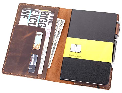 Robrasim Leather Journal Cover Fits for Moleskine Large Hard Cover Notebook, Handmade Vintage Leather Cover for 5"x8.25" Hardcover Notebooks - Brown - Image 1
